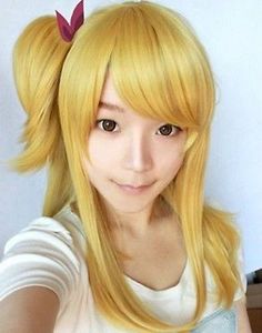 Perruque Fairy Tail Lucy Heartphilia Goldblond Mode Cosplay Per￼cke