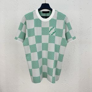 FALECTION MENS 24ss Damier tricoté à manches courtes col rond Jolly Green Allover Light Damier jacquard paris vêtements de mode à carreaux et t-shirt à carreaux