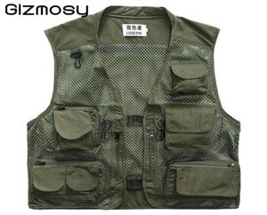 FallGizmosy 2016 nombreuses poches gilet extérieur hommes pographie caméraman gilet décontracté directeur de chasse journaliste gilet grande taille BN107B1753771