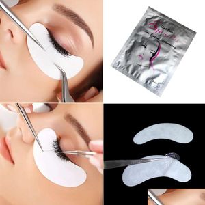 Faux Cils 100 Paires Masques Pour Les Yeux En Coton Greffé Extension De Cils Surface Papier Autocollant Lsolation Pad Make Up Drop Delivery Guérir Dhqho