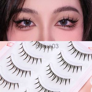 Pestañas postizas 5 pares Pestañas de diablo pequeño Pestañas naturales Pestañas postizas de hadas Lolita Pestañas postizas cruzadas largas Ojos grandes Pestañas x0630