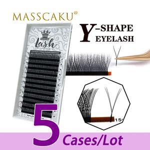 Faux-cils 5cas/lot vente en gros premium 8-15mm longueur de mélange YY cils corée matériaux pbt noir mat extensions de cils Y pour artiste de cils 231031