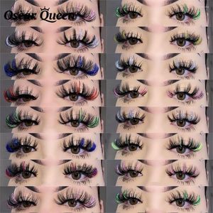 Pestañas postizas 5D Glitter Colored Lashes 25MM Fluffy Mink Venta al por mayor Colorful Natural Fake Extension Makeup Eyelash Box Package