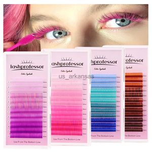 Color de pestañas postizas Purple Purple Blue Brown Pink Eyelash Extensión individual Falso Falso Faux Gradiente Mink Pests para maquillaje Rainbow Colord HKD230817