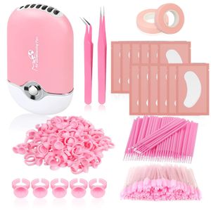 Faux cils Extension de cils Kit de fournitures Sèche-ventilateur Coussinets pour les yeux Patchs Pince à épiler Anneaux de colle Baguettes de mascara Micro brosses Applicateurs 230720