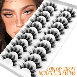 False Eyelashes GROINNEYA 5/10 Pairs 3D Faux Mink Lashes Fluffy Soft Wispy Natural long False Eyelashes Curly lashes wholesale lashes Q231129