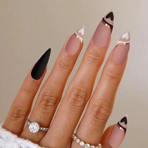 Faux ongles 1 ensemble faux ongles finition mate amovible inoffensif ABS luxe artificiel presse sur avec colle Kit fournitures