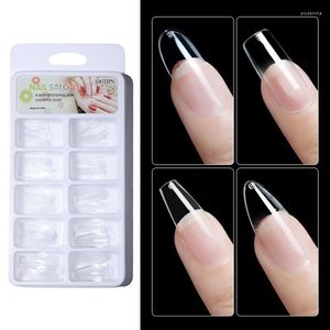 Uñas postizas 100 unids/set 2022 moda bailarina francesa arte falso completo/medio ataúd acrílico extremo redondo recto para puntas de uñas blanco claro Prud22