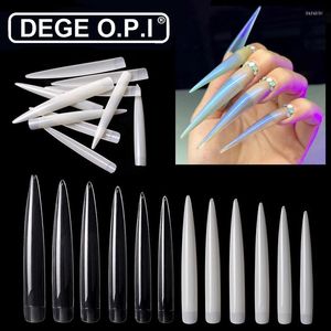 Falsas Nails 240 PCS Long Salon Tip Stiletto Extra Sharp Acrílico Artificial Etapa Nail Art Tips Suministros transparentes