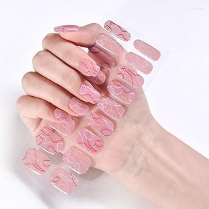 Ums uñas de las uñas falsas 24strips Semi curado pegatinas de uñas de gel para la lámpara UV Manicura de color sólido Manicura de aceite DIY PARCHE