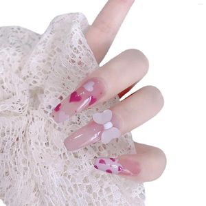 Faux ongles 3D Bowknot Presse sur le kit Couverture complète Stick avec colle pour bricolage Nail Design Art Salon