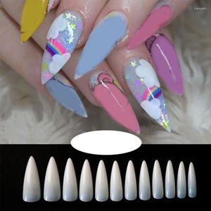 Faux Ongles 600 Pièces Naturel Long Stiletto Faux Ongles Conseils Ensemble Acrylique Couverture Complète Blanc Salons Cadeau Pour Femmes Drop