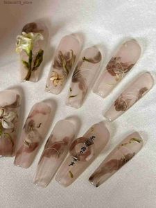 Faux ongles fleur noël pâques printemps Festival fille cadeau presse sur ongles faux ongles livraison gratuite Q240122