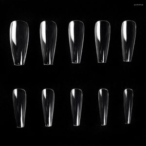 False Nails KADS 500pcs Nail Tips No Crease Full Cover Stiletto Coffin Fake Long Square Trapezoid Supplies For Professionals