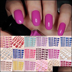 Falsas Nails Nail Art Salon Salud Belleza Acrílico Consejos Diseñador Moda Francés 24 PCS Pintado a mano Entrega de gota 2021 Iq7Fi