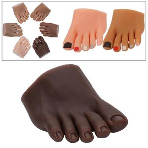 Maniquí de pie para práctica de uñas postizas con dedos falsos para entrenamiento de pedicura, modelo de entrenamiento de silicona Flexible