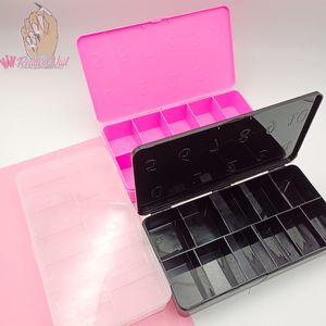 Faux Ongles Numérotés En Plastique Noir Rose Vide Ongles Conseils Boîte Boîte De Rangement Couverture Complète Faux Ongles Artificiels 11 Conteneur De Cellules 230619