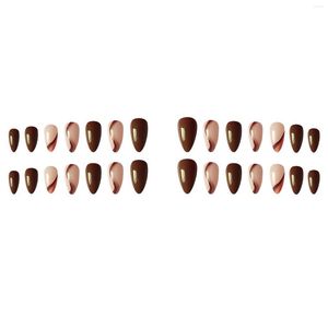 Uñas postizas reutilizables, arte de uñas marrón, diseño único Artificial, prensado para principiantes