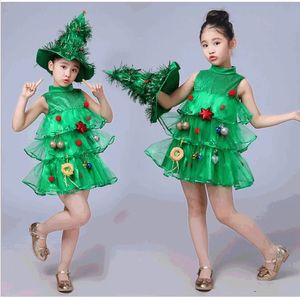 Tenue assortie pour la famille, pour filles et enfants, Costume d'arbre de noël vert, accessoires de Cosplay, chapeau, robes fantaisie d'elfe, 231030