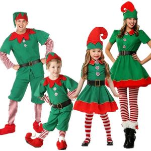 Family Matching Outfits Christmas Elf Costume Role Playing Outfit Green Santa Claus Party Performance Fancy Clothing for Men Women Girls Boys 231207