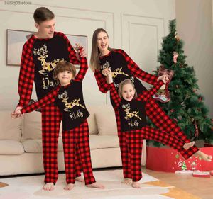 Tenues assorties pour la famille Pyjamas de Noël Ensemble de vêtements assortis pour la famille Cerf Plaid Noir Rouge Pyjamas de Noël Couples Bébé Enfants Mère Père Papa Fille 2023 T230921