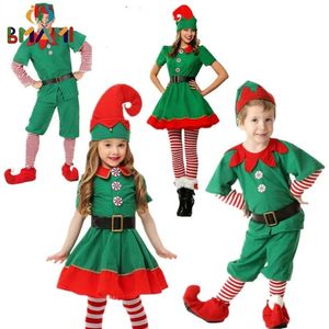 Famille Matching Tenues Christmas Santa Costume Costume Green Elf Cosplay Family Carnival Party Année de fantaisie Vêtements de déguise