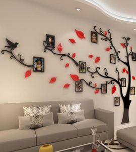 Autocollant mural famille Po, décorations pour la maison, arbre mural, salon, arrière-plan de la télévision, cadre photo en acrylique 3D, décalcomanies 6409202