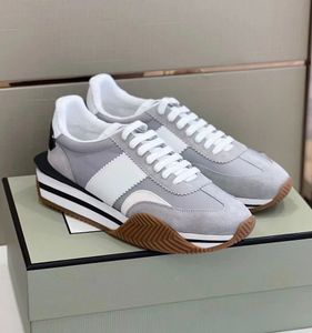 Famous Brand Men James Sneaker Chaussures Side Stripe Trainers en nylon en nylon Salage Chunky Rubber Sole Lace Up Comfort Footwaer EU38-46 Shoebox