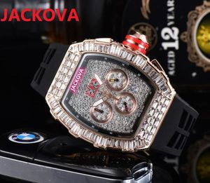 Célèbre classique luxe mode cristal diamants hommes montres couleur caoutchouc silicone grand cadran quartz président jour date horloge en gros et au détail