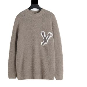 Nouveau pull jacquard double ligne classique avec grand logo devant et dos du célèbre designer, ample et polyvalent pour hommes et femmes, pull tricoté tendance et à la mode