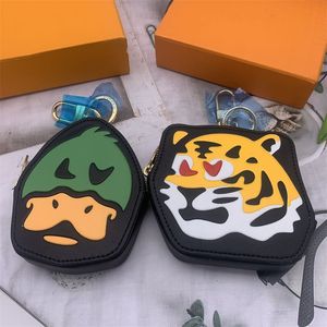 Célèbre designer unisexe porte-clés femmes et hommes dessin animé tigre canard porte-monnaie haute beauté portable casque sacs pendentif porte-cartes à glissière cadeau