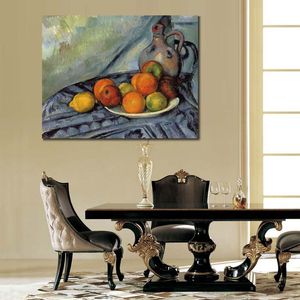 Célèbre nature morte toile mur Art fruits et cruche sur une Table Paul Cezanne peinture belle salle à manger décor