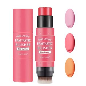 Colorete en crema Famtastic con brocha resistente al agua colorete facial de larga duración 3 en 1 colorete para mejillas tinte de labios maquillaje de sombra de ojos