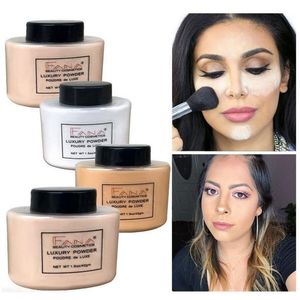 FANA 4 colores Polvo de base para la cara Ajuste de maquillaje profesional Suelto Translúcido Mate Acabado de plátano Control de aceite Paleta mineral suave