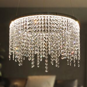 Lustres en cristal modernes éclairage rétro LED rond Chrome or pendentif lampes suspendues Lustre pour salon chambre salle à manger luminaires