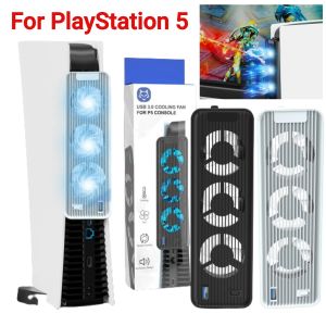 Ventilateurs pour la console PS5 Ventilateur de refroidissement de l'hôte externe avec système de refroidissement à la lumière LED ventilateur de refroidisseur silencieux pour Playstation 5 Discdigital Edition