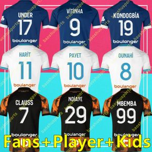 Jugador de fanáticos 2023 2024 Jerseys de fútbol Vitinha Maillot de Foot 23 24 Aubameyang Man Kids Football Shirt Hommes Enfants Ndiaye Marsella Kondogbia Renan Lodi Sarr