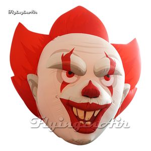 Fantástico globo de cabeza de payaso inflable con sonrisa malvada, modelo de figura de bufón colgante, pelo rojo para decoración de Carnaval de Halloween