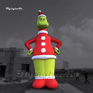 Fantastic Giant Inflatable Grinch Christmas Green Monster Cartoon Character Wearing Santa Costume For Xmas Outdoor Decoration