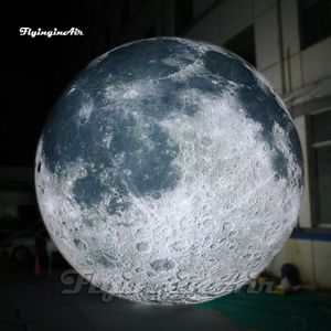 Fantastique énorme éclairage gonflable lune ballon gris planète boule illuminée sphère pour la décoration de fête