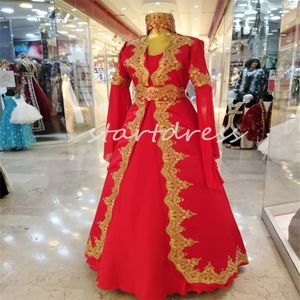 Vestido de novia marroquí rojo de fantasía 2024 Apliques con cuentas Muslimah Vestidos de novia estéticos medievales Vestido de novia indio turco de manga larga Wiccan Robe De Mariee