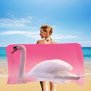 Fantasy Romantic Swan Beach serviette grande serviette de salle de bain Voyage coeur Swan Love Flower Beach Tail Facel Towels Rapide Dry Girl Gift