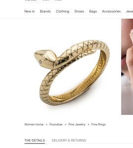 Far Fetch Foundrae chaîne or jaune 18 carats Snake Wholeness Bookend bague en diamant designer personnalisé designer Le serpent