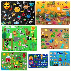 Animaux de la ferme feutre Story Board ferme livre de contes tenture murale décor Montessori apprentissage précoce interactif Puzzle jouets enfants cadeau 240131