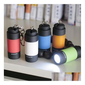 Moda 12 colores portátil mini linterna USB recargable llavero LED pequeña luz fuerte impermeable viaje eléctrico entrega de gota DHE2M