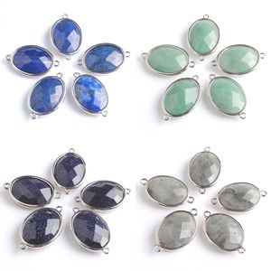 Mélange de pierres précieuses naturelles, 30 pièces, connecteurs métalliques plaqués argent pour la fabrication de bijoux, pendentif, accessoires de Bracelet, vente en gros