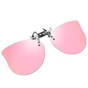 Gafas de sol de ojo de gato a la moda, gafas polarizadas con Clip para hombres y mujeres, visión nocturna, gafas abatibles hacia arriba, gafas de conducción sin montura para gafas graduadas