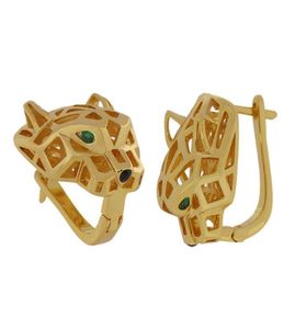 Accesorios de moda Pendientes de tachuelas Exquisito cobre dorado hueco de ojo verde tigre leopardo cabeza anillo de apertura joyería para mujeres y 5964817