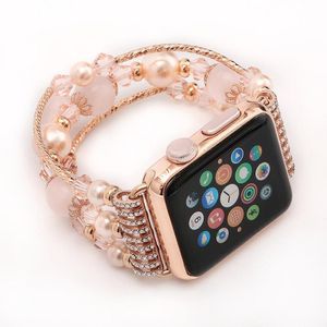 Bracelet en perles d'agate à la mode pour Apple Watch Ultra 49mm Series 8 7 6 SE 5 4 3 Band iWatch Women's Watchband 41mm 45mm 44mm 40mm 42mm 38mm