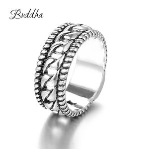Anillos de Buda de Color plata antigua a la moda, anillos con diseño de vid para mujer, anillo Vintage, joyería llamativa, regalos para amantes